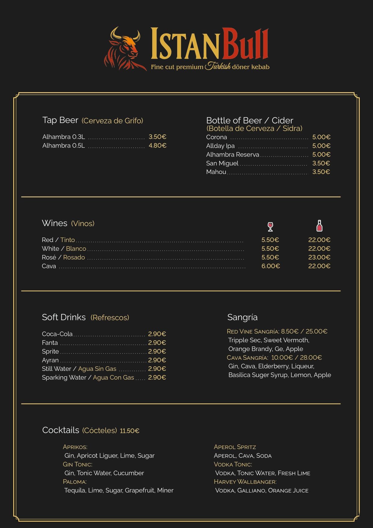 Istanbul Menu Card 2